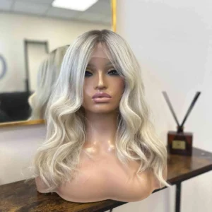 Luxe Creamy White Blonde Real Human Hair Wavy Wig