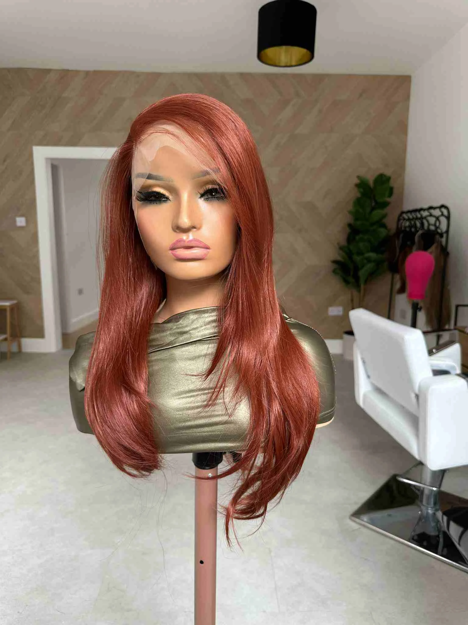 Copper Straight Lace Front Synthetic Wig